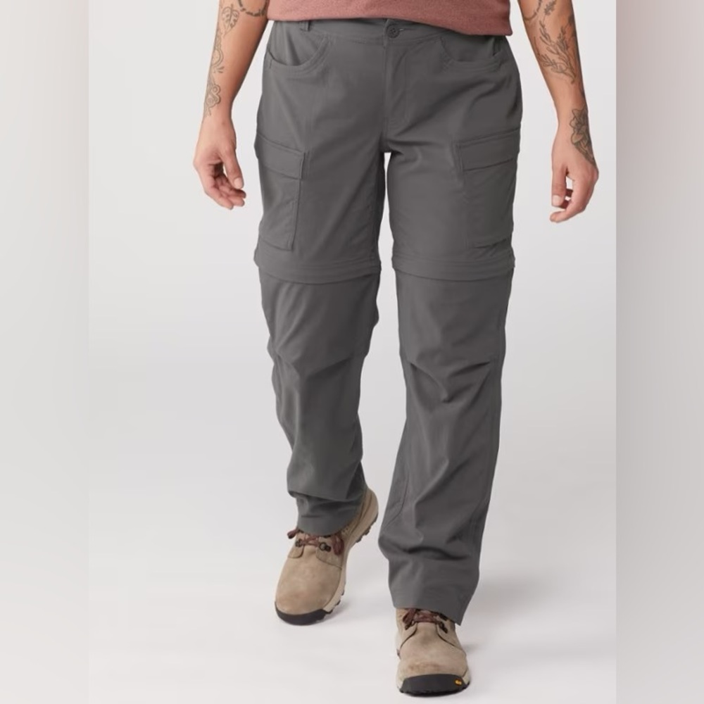 REI Womens UPF 50+ Sahara Convertible cargo hiking pants Grey Shorts Outdoor 12